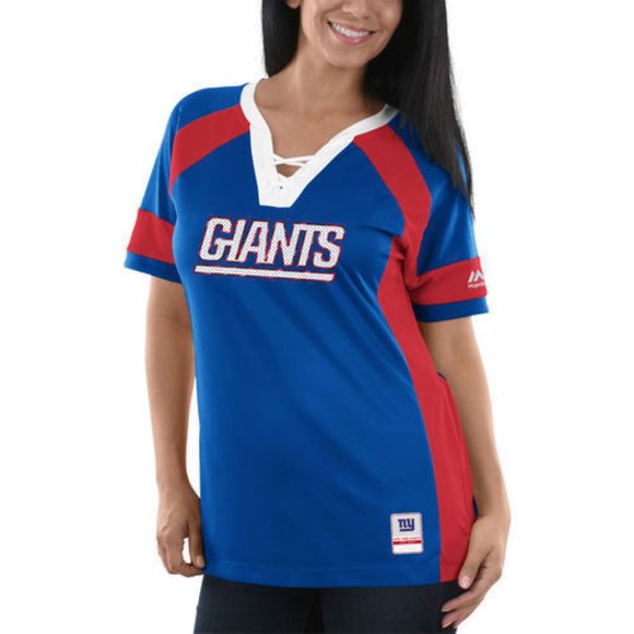 Women's Majestic Draft Me New York GIANTS NFL Top Shirt S M L 2X 3X 4X BLING - Picture 1 of 10